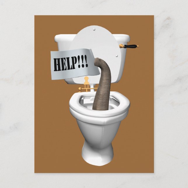 Elephant Stuck In Toilet Postcard (Front)