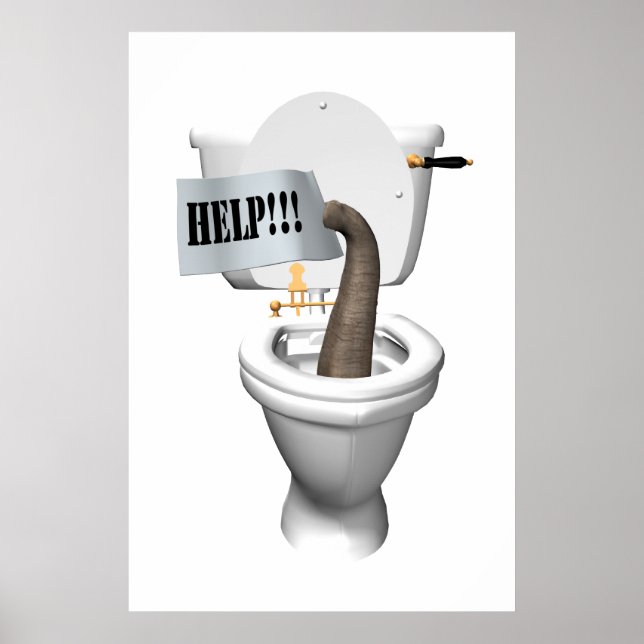 Elephant Stuck In Toilet Poster (Front)