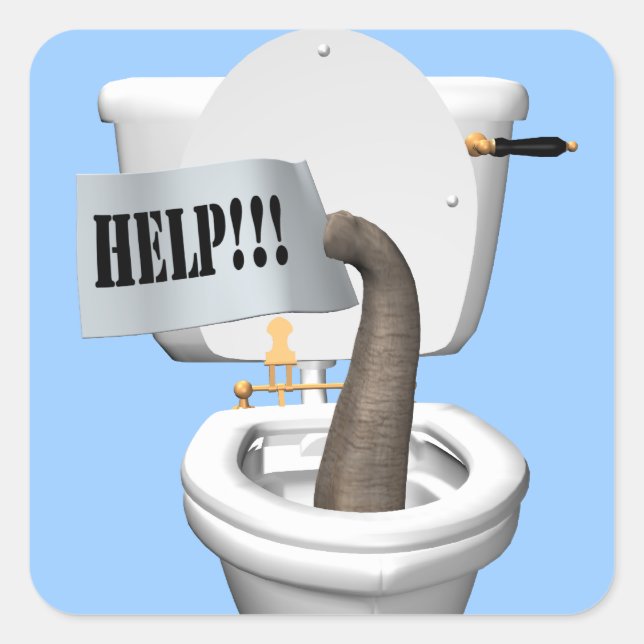 Elephant Stuck In Toilet Square Sticker (Front)