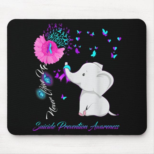 Elephant Suicide Prevention Awareness Ribbon Gif  Mouse Pad (Front)