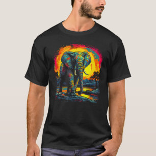 Elephant Sun Zoo Jungle Nature Designer T-Shirt