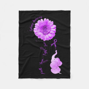Elephant Sunflower Faith Hope Fight Love Epilepsy Fleece Blanket