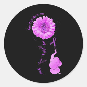 Elephant Sunflower Faith Hope Fight Love Overdose  Classic Round Sticker