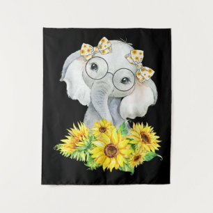 Elephant Sunflower Gifts Tapestry