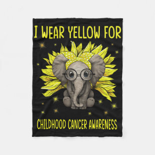Elephant Sunflower I Wear For Yellow Childhood Can Fleece Blanket