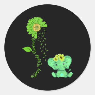 Elephant Sunflower Kidney Disease Awareness Costum Classic Round Sticker
