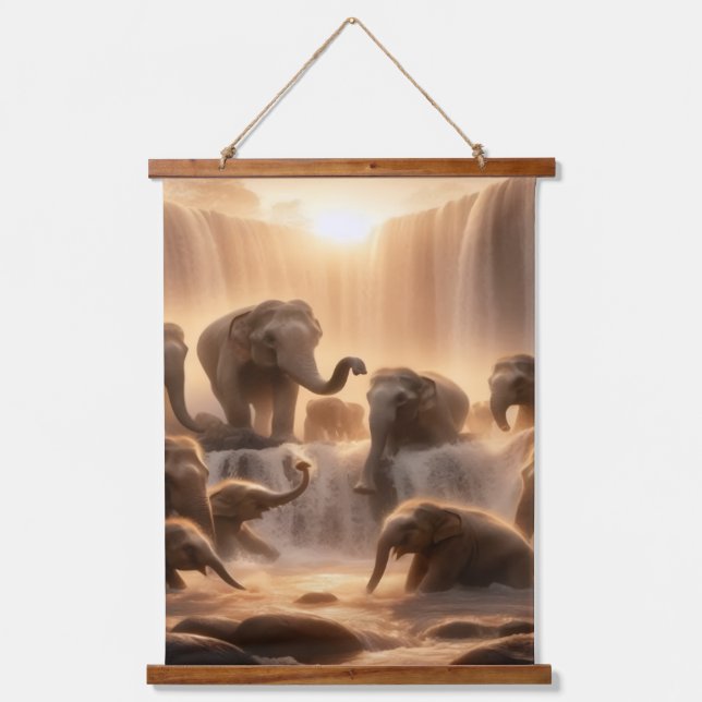 Elephant Sunrise Tapestry  (Front)