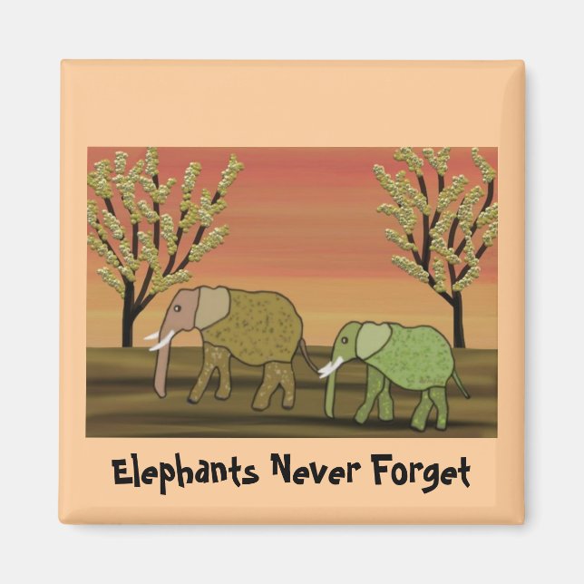 Elephant Sunset Magnet (Front)