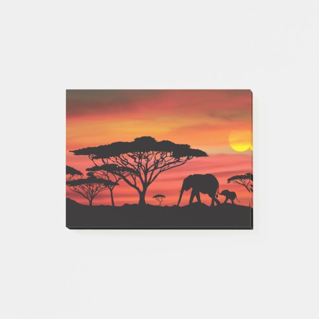 Elephant Sunset Post-it Notes (Front)