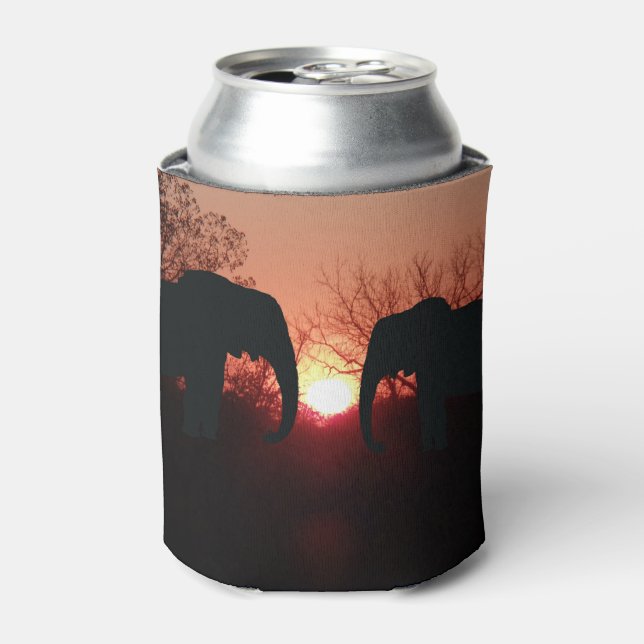 Elephant Sunset Silhouette Can Cooler (Can Front)