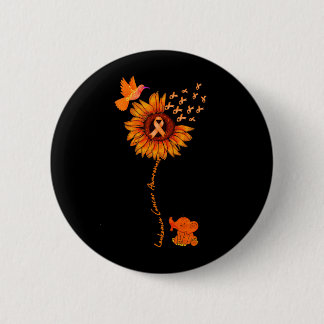 Elephant Suower Orange Ribbon Leukaemia Cancer 6 Cm Round Badge