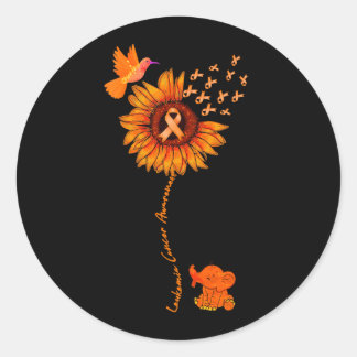 Elephant Suower Orange Ribbon Leukaemia Cancer Classic Round Sticker