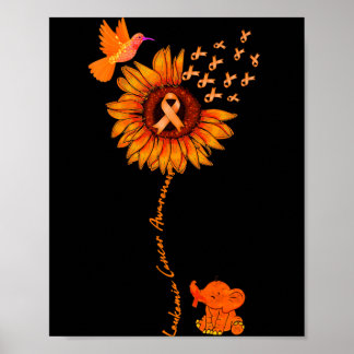 Elephant Suower Orange Ribbon Leukaemia Cancer Poster