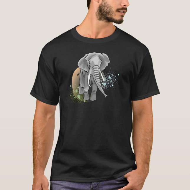 Éléphant sur coucher de soleil stylisé T-Shirt (Front)
