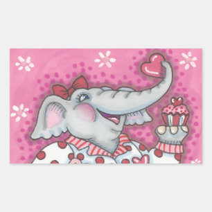 Elephant Sweetheart VALENTINE STICKERS Rectangle