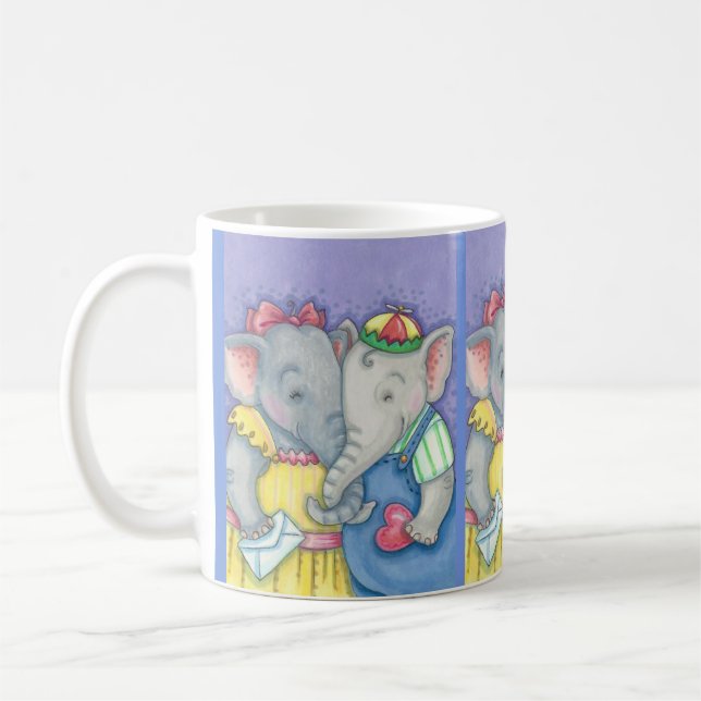 Elephant Sweethearts Valentine Love MUG (Left)
