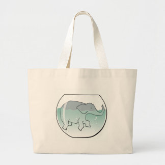 Elephant Swimming around in Goldfish Bowl Large Tote Bag