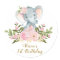 Elephant Thank You Sticker Floral Birthday Favors