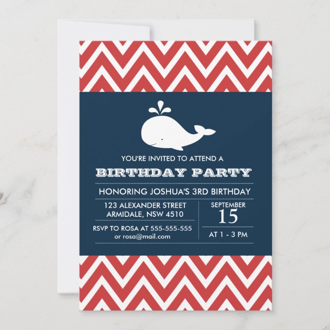 Elephant theme birthday boy party invitation (Front)