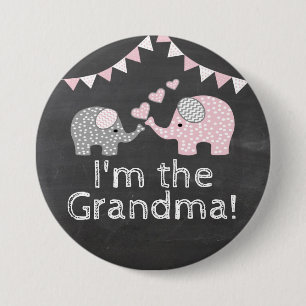 Elephant Themed Baby Shower     I'm The Grandma 7.5 Cm Round Badge