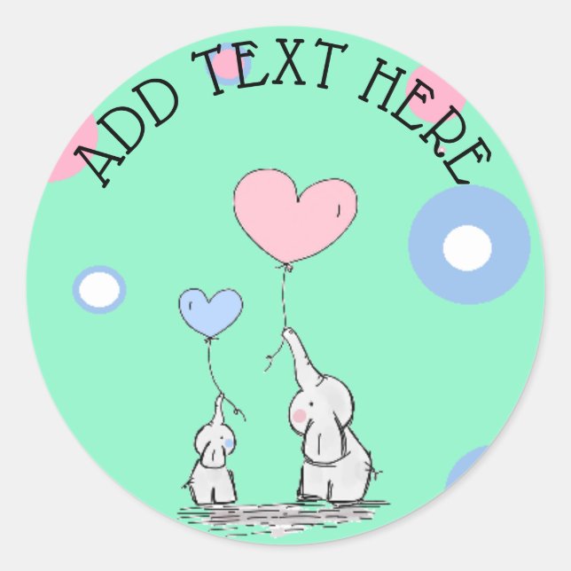 Elephant Themed Baby Shower Stickers (Front)