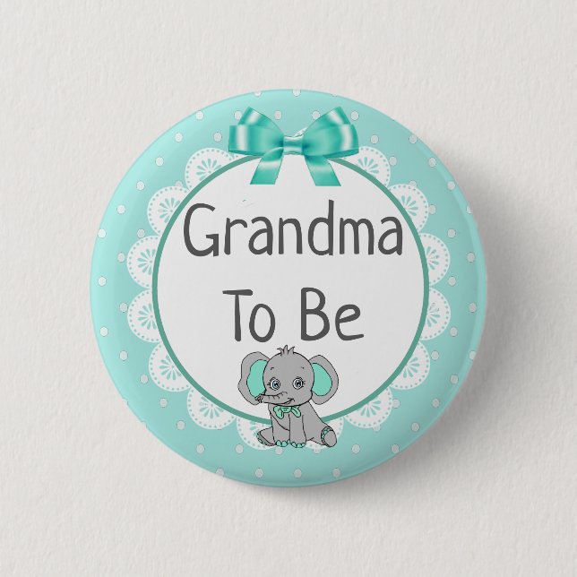 Elephant Themed Grandma to Be Baby Shower 6 Cm Round Badge (Front)