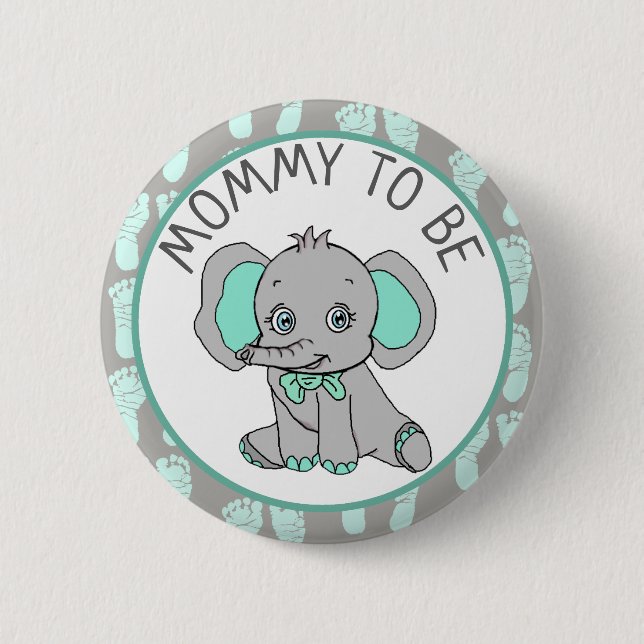 Elephant Themed Mum to Be Baby Shower 6 Cm Round Badge (Front)