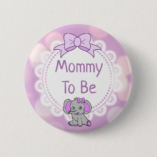 Elephant Themed Mummy to Be Baby Shower 6 Cm Round Badge