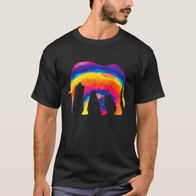 Elephant  Tie Dye Hippie T-Shirt (Front)