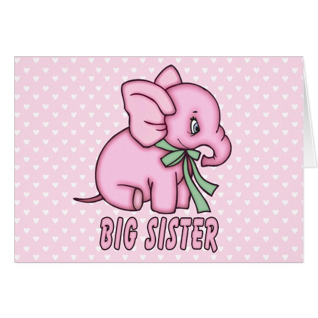 Elephant Toy Big Sister Blank Card (Front Horizontal)