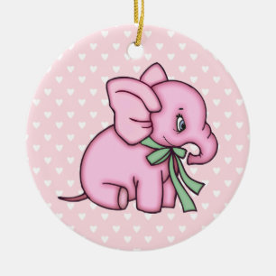 Elephant Toy Pink Ceramic Ornament