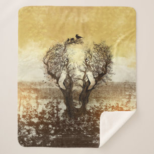 Elephant Tree Abstract Sherpa Blanket
