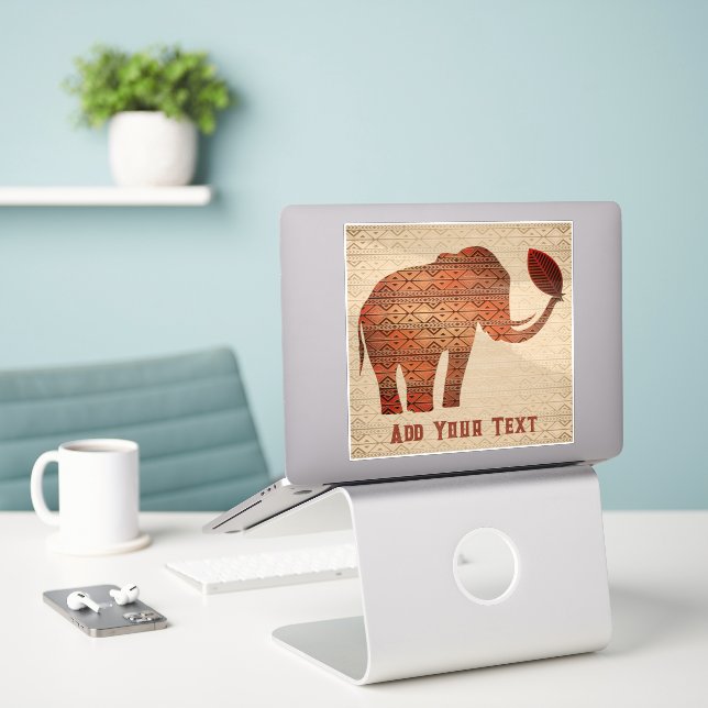 Elephant Tribal Art Design (Laptop On Desk)