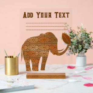 Elephant Tribal Art Design Acrylic Sign