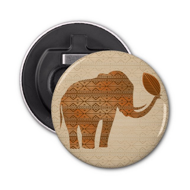 Elephant Tribal Art Design Bottle Opener (Front)