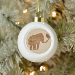 Elephant Tribal Art Design Ceramic Ball Christmas Ornament