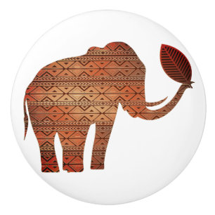 Elephant Tribal Art Design Ceramic Knob