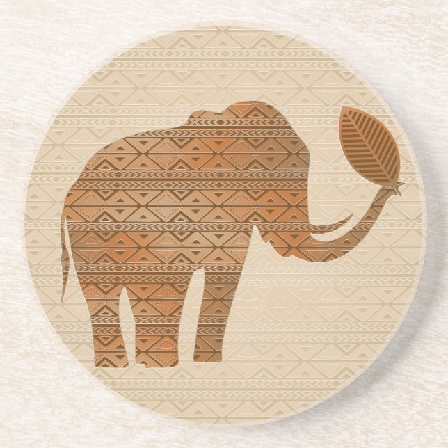 Elephant Tribal Art Design Coaster (Front)