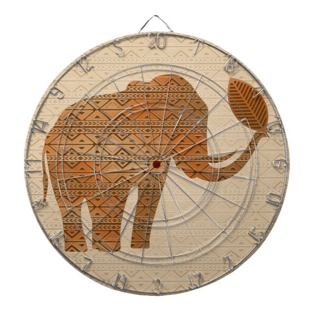 Elephant Tribal Art Design Dartboard (Front)
