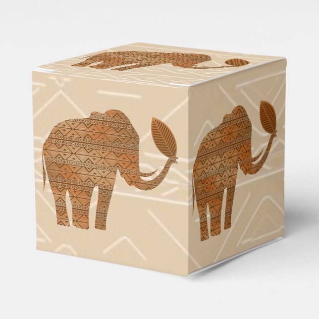 Elephant Tribal Art Design Favour Box (Front Side)