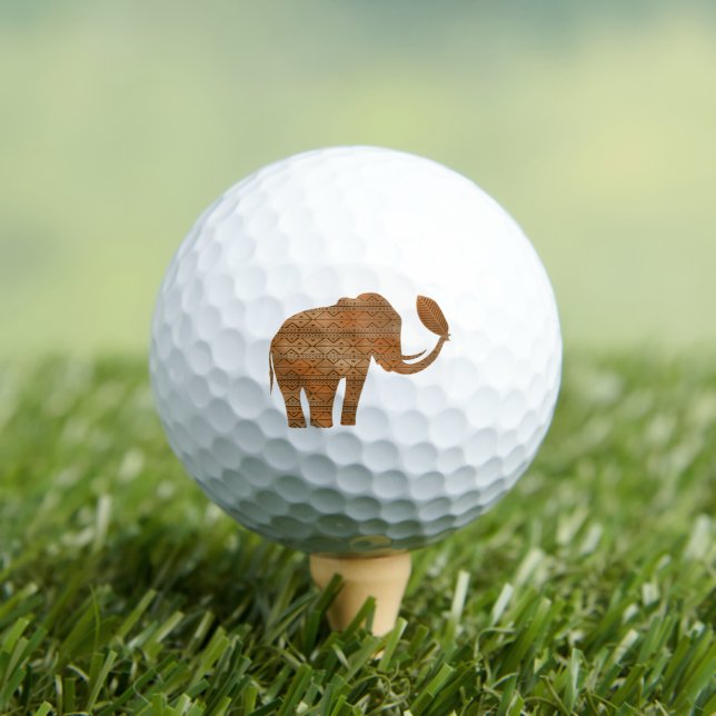 Elephant Tribal Art Design Golf Balls (Insitu Tee)