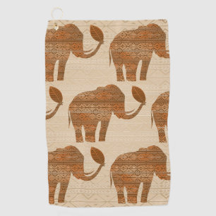 Elephant Tribal Art Design Golf Towel