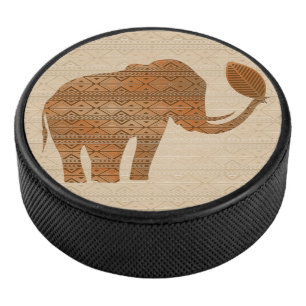 Elephant Tribal Art Design Hockey Puck