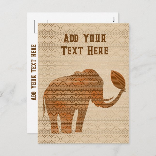 Elephant Tribal Art Design Holiday Postcard (Front/Back)