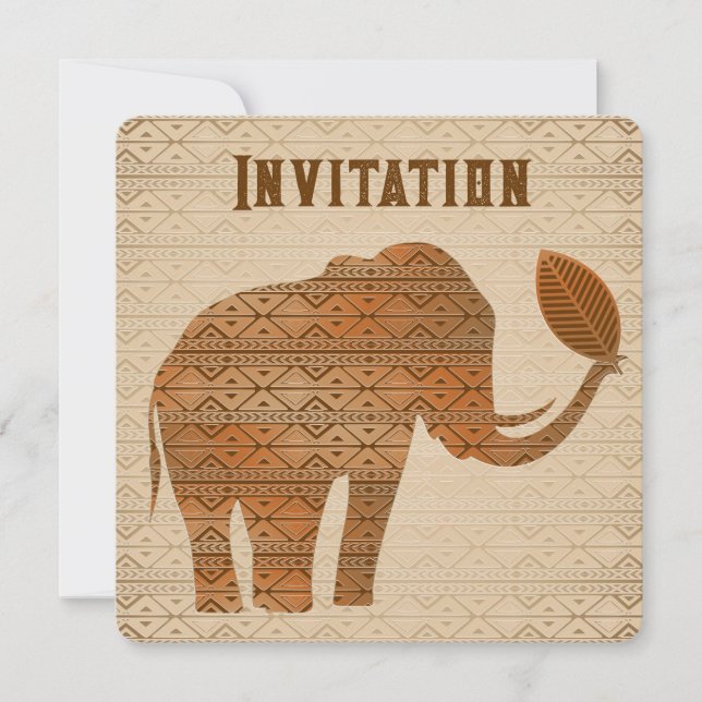 Elephant Tribal Art Design Invitation (Front)