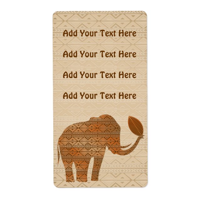 Elephant Tribal Art Design Labels (Front)