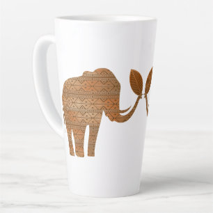Elephant Tribal Art Design Latte Mug