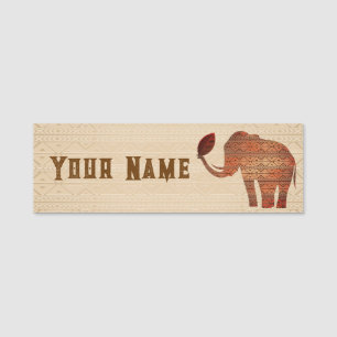Elephant Tribal Art Design Name Tag
