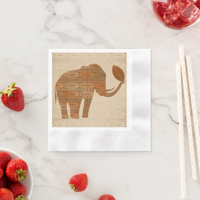 Elephant Tribal Art Design Napkin (Insitu)