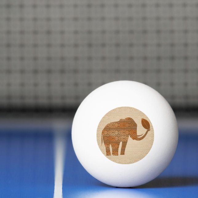 Elephant Tribal Art Design Ping Pong Ball (Net)